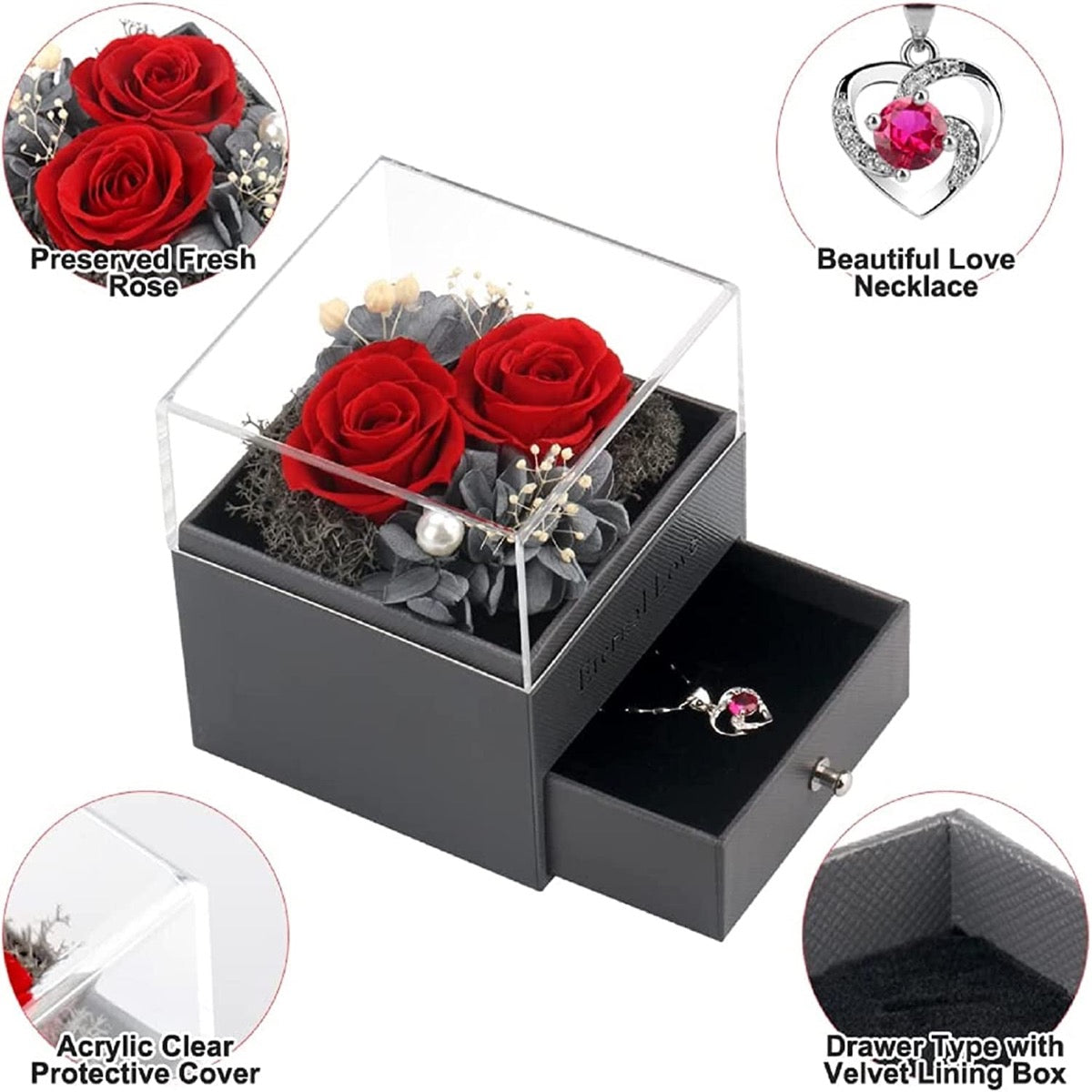 Jewellery Box With a Rose and Necklace