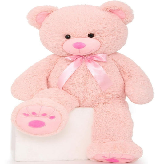 Pink Giant Teddy Bear 36" Stuffed Animal Soft Big Plush Toy with Bowknot and Footprint